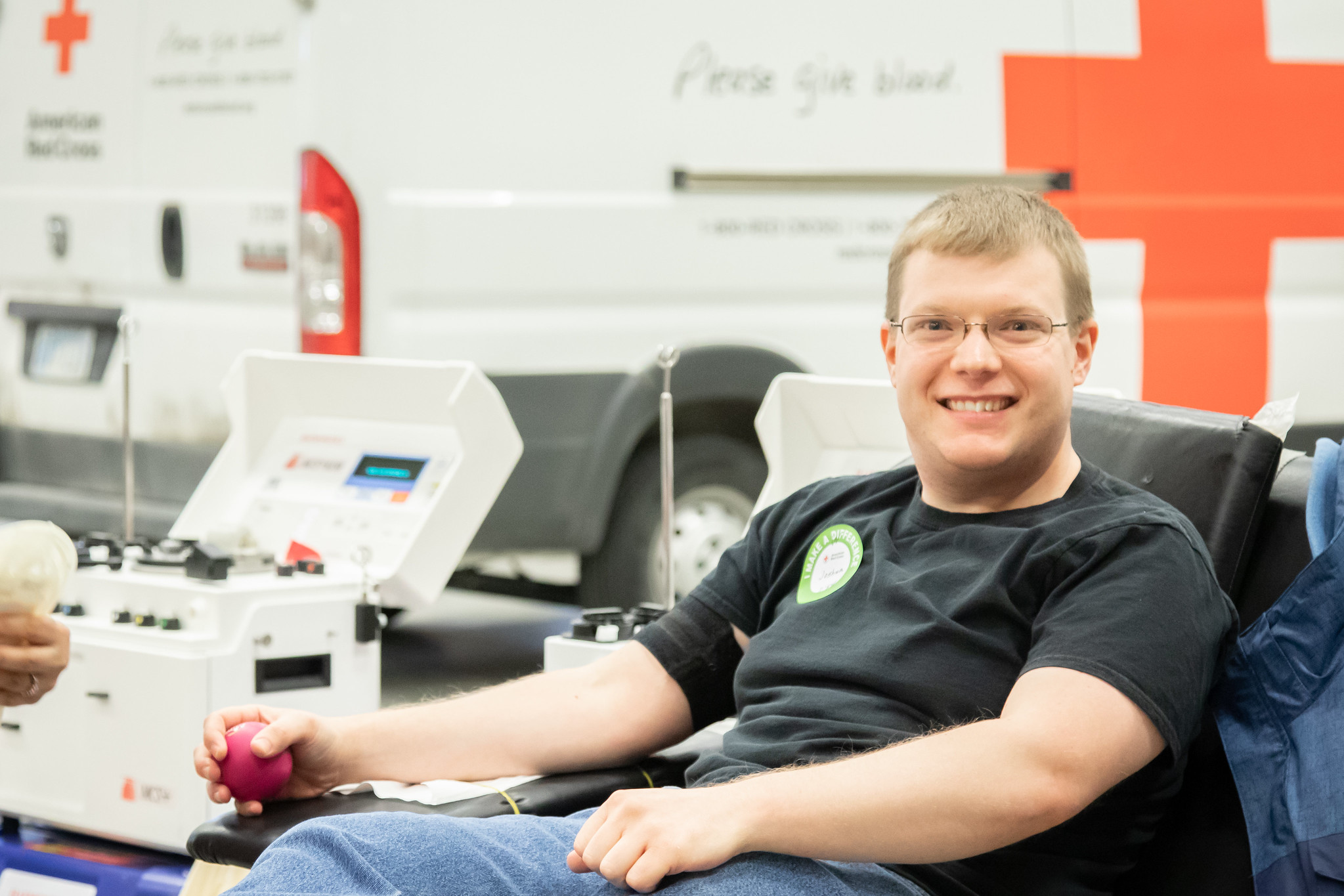 man giving blood