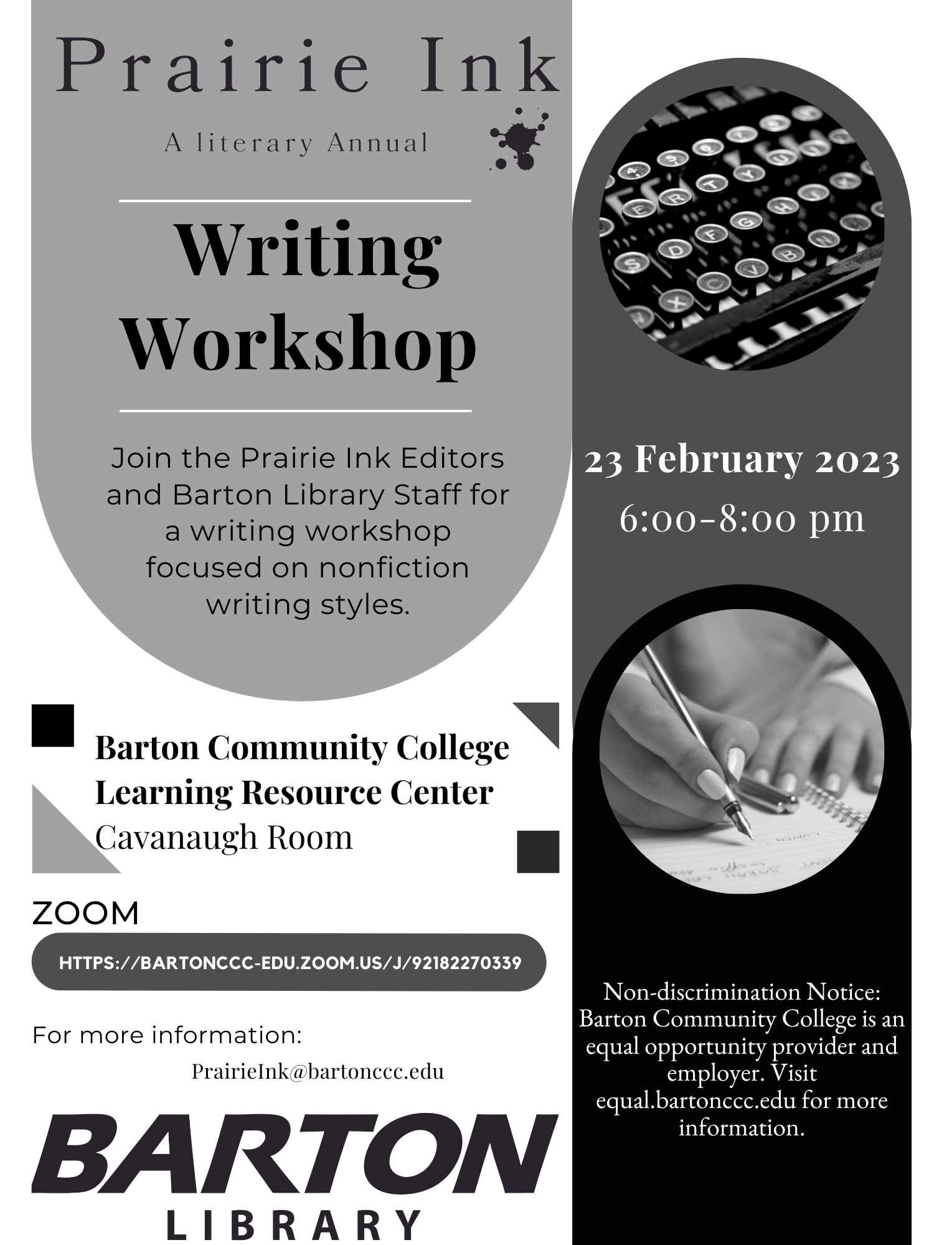 flier with a picture of hands writing