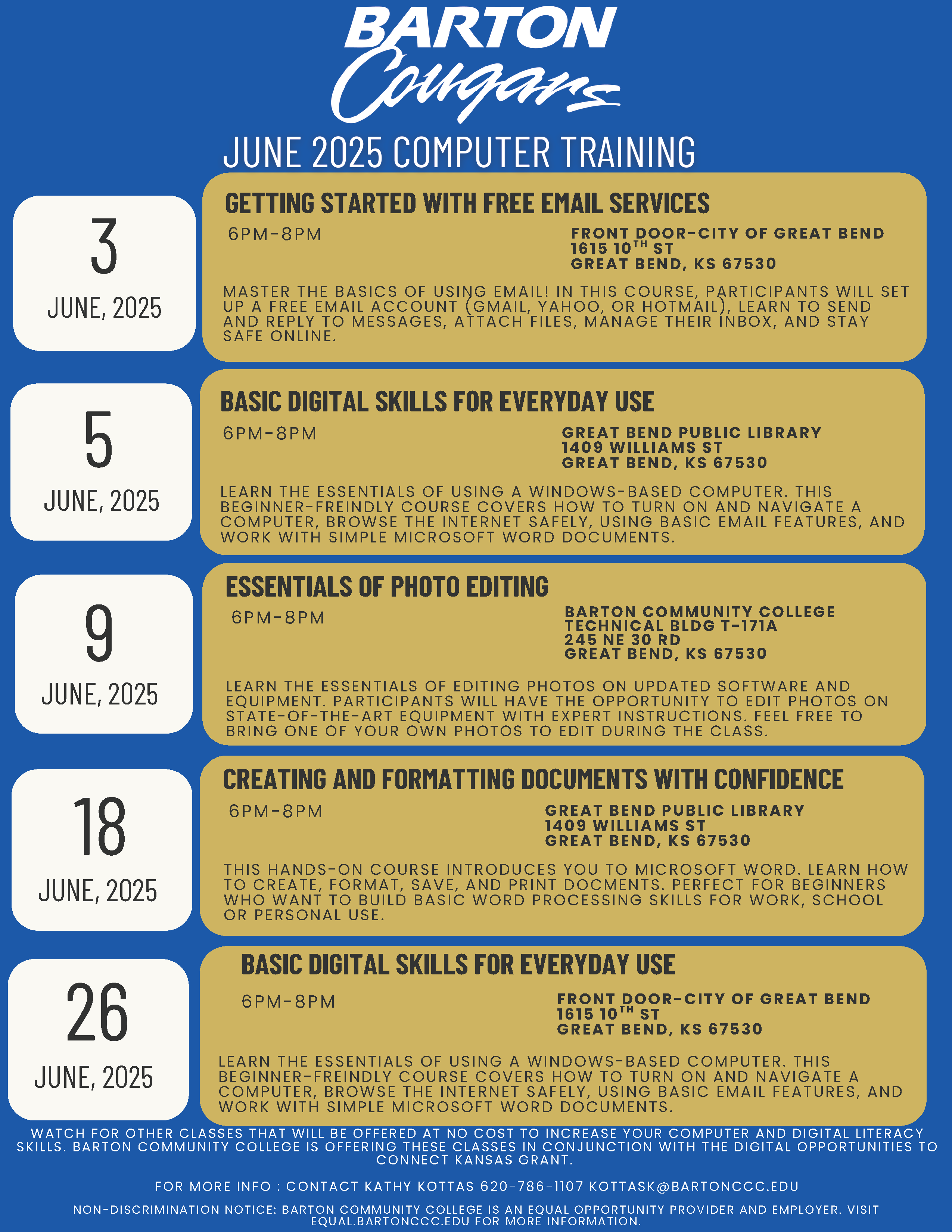 DOCK grant June 2025 Computer training schedule