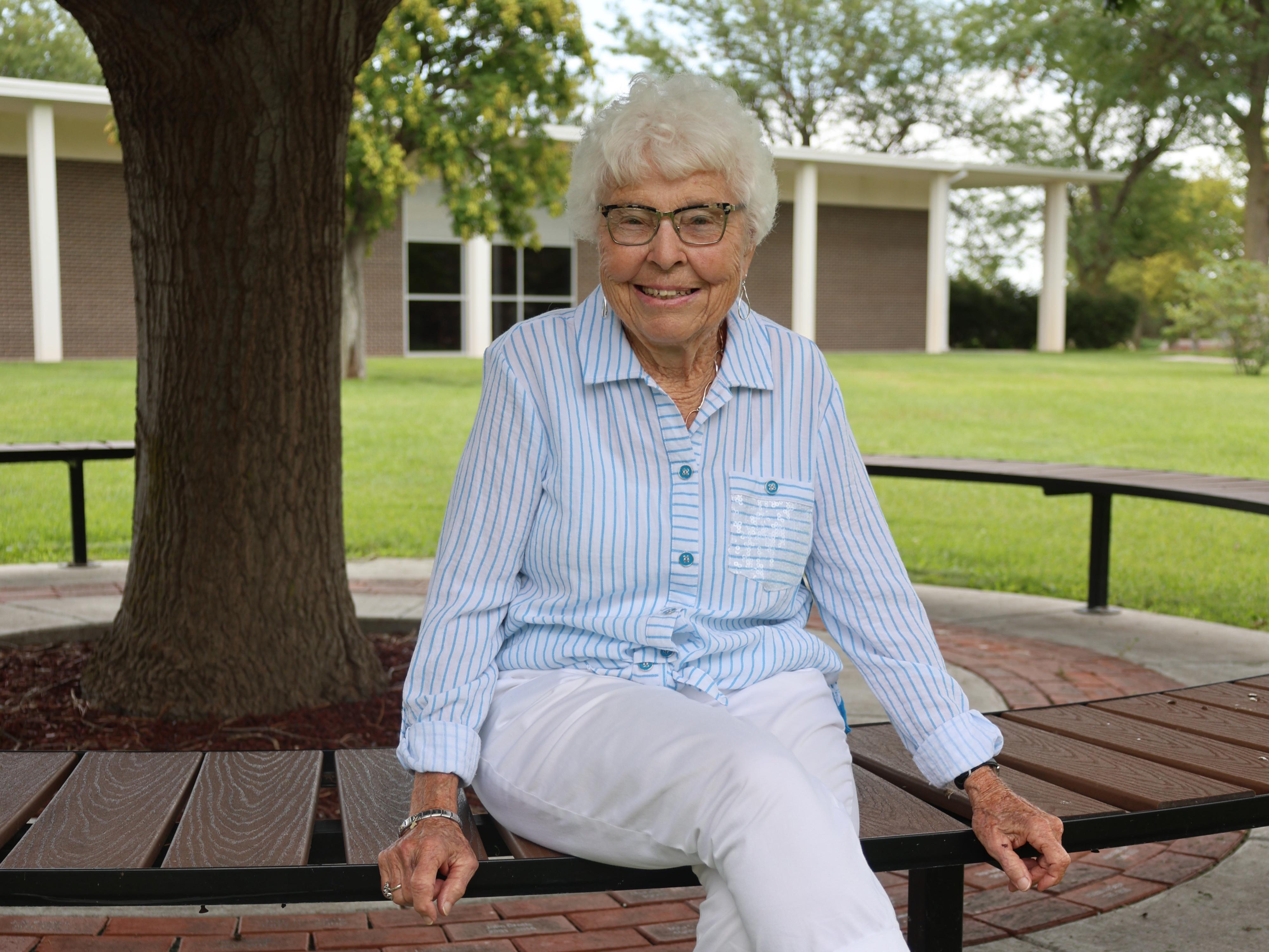 Old Bill Honoree Marian DeWerff  poses for a photo on the Barton County campus.