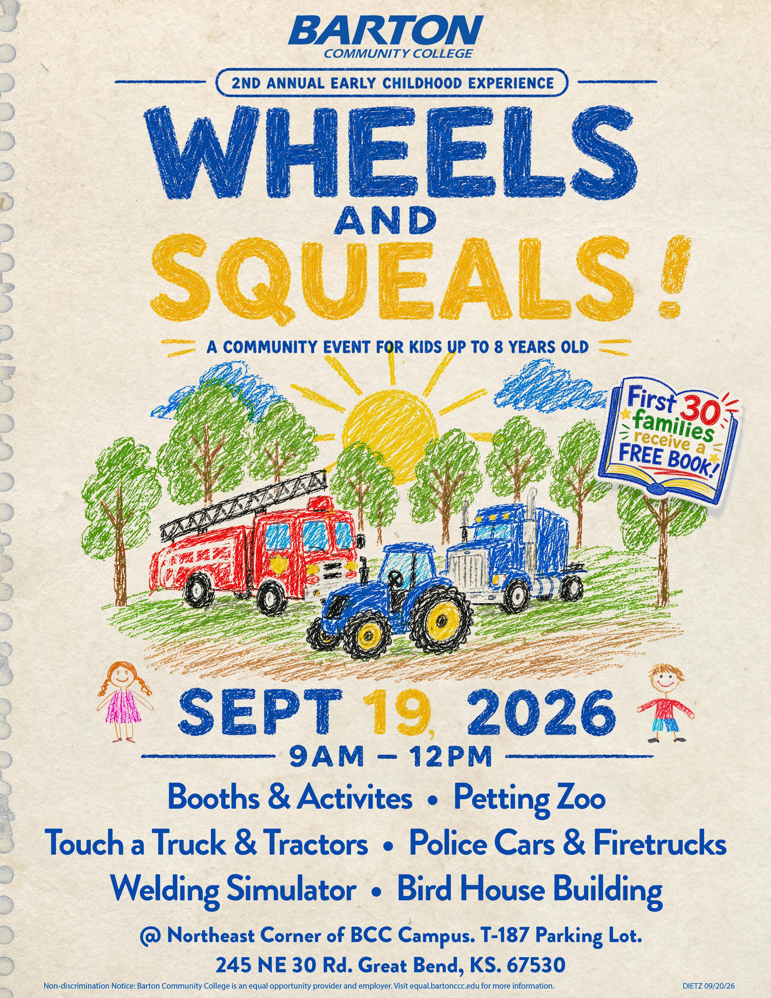 flier with crayon drawn vehicles 