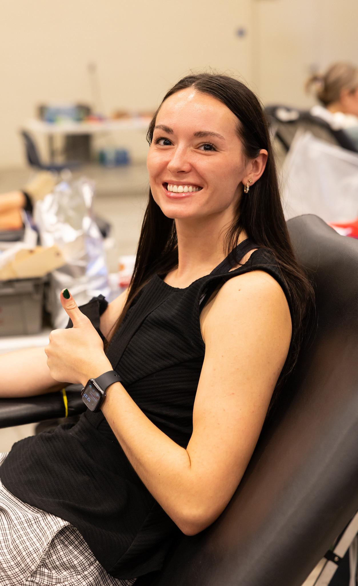 Women smiling at Blood Drive